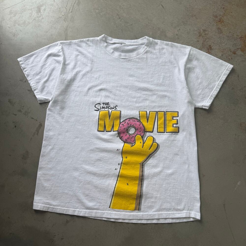 Vintage Y2K The Simpsons Cartoon Movie Promo Retro Graphic T-shirt Size XL